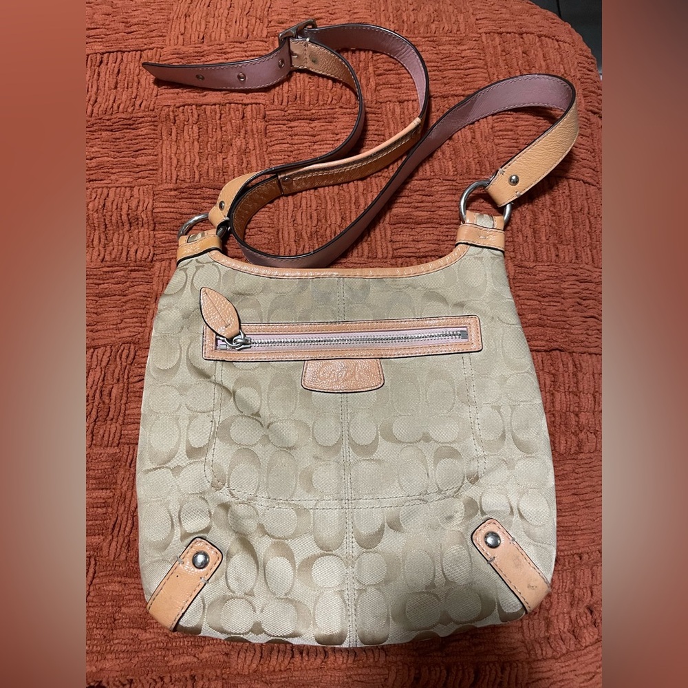 Coach Beige and Brown Shoulder Bag
